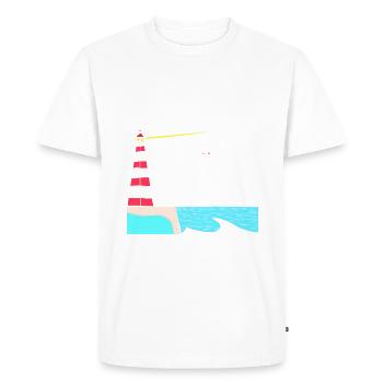 Phare de mouettes de l’île de la mer du Nord - T-shirt Premium bio Homme - blanc - Devant - Nico (187cm)