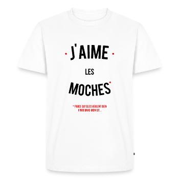 J'aime les moches - T-shirt Premium bio Homme - blanc - Devant - Nico (187cm)