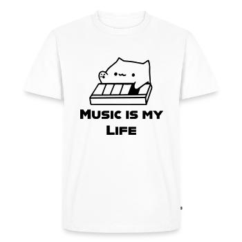 BongoCat aime la musique - T-shirt Premium bio Homme - blanc - Devant - Nico (187cm)