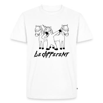 Texte d'équipe différent être différent partie d'équipage tamponner u - T-shirt Premium bio Homme - blanc - Devant - Nico (187cm)