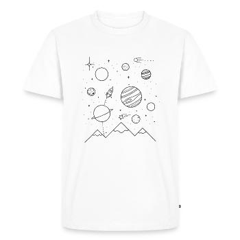 Planètes dans le ciel étoilé - T-shirt Premium bio Homme - blanc - Devant - Nico (187cm)