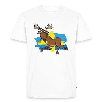 Drôle d’orignal avec le drapeau de la Suède - T-shirt Premium bio Homme - blanc - Devant - Nico (187cm)