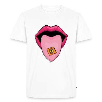 Mouth of Wisdom - LSD California Orange Sunshine - T-shirt Premium bio Homme - blanc - Devant - Nico (187cm)