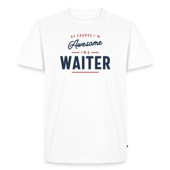 Métier de serveur - T-shirt Premium bio Homme - blanc - Devant - Nico (187cm)