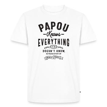 Papou Knows Everything - Funny Grandpas - Men's Premium Organic T-Shirt - white - Front - Nico (187cm)
