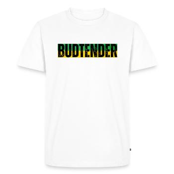 Budtender jamaïcain - T-shirt Premium bio Homme - blanc - Devant - Nico (187cm)