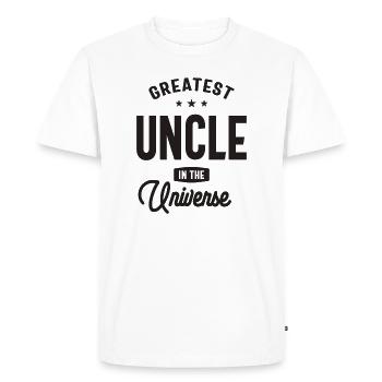 Le plus grand oncle de l’univers - T-shirt Premium bio Homme - blanc - Devant - Nico (187cm)