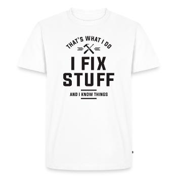 Fixologist - I Fix Stuff & Know Things - Men's Premium Organic T-Shirt - white - Front - Nico (187cm)