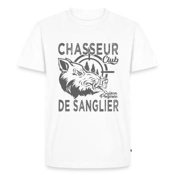 Chassé chasseur de sanglier cadeau cool chasse - T-shirt Premium bio Homme - blanc - Devant - Nico (187cm)