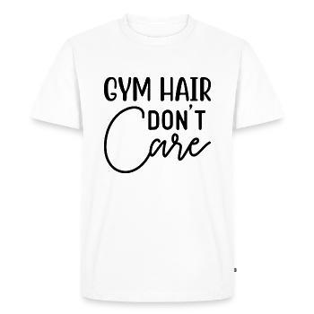 Gym Hair Don't Care - Gym Saying - Men's Premium Organic T-Shirt - white - Front - Nico (187cm)