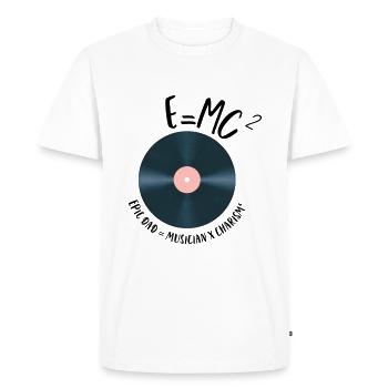 E=MC² Papa épique = Musicien x Charisme - T-shirt Premium bio Homme - blanc - Devant - Nico (187cm)