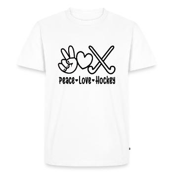 Hockey Peace Love Joueur de hockey sur gazon - T-shirt Premium bio Homme - blanc - Devant - Nico (187cm)