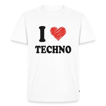 I Love Techno - Men's Premium Organic T-Shirt - white - Front - Nico (187cm)