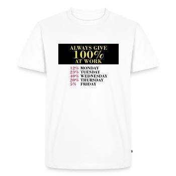 100 pour cent au travail - T-shirt Premium bio Homme - blanc - Devant - Nico (187cm)
