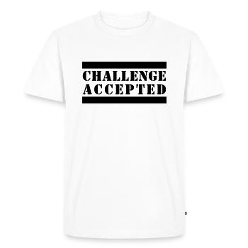 CHALLENGE ACCEPTED - Men's Premium Organic T-Shirt - white - Front - Nico (187cm)