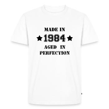 Made in 1984 - Men's Premium Organic T-Shirt - white - Front - Nico (187cm)