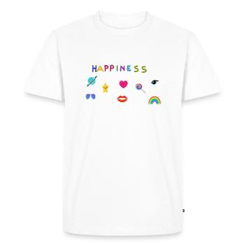 happiness - Men's Premium Organic T-Shirt - white - Front - Nico (187cm)