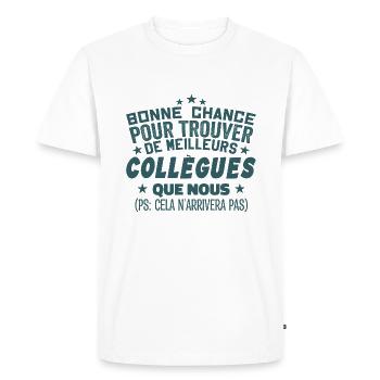 Humour Collègue Collègues Cadeau Départ Retraite - T-shirt Premium bio Homme - blanc - Devant - Nico (187cm)
