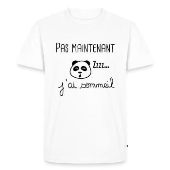 pas maintenant j'ai sommeil,humour,réveil,matin - T-shirt Premium bio Homme - blanc - Devant - Nico (187cm)