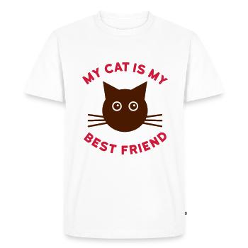 Mon chat est mon meilleur ami (chat visage) - T-shirt Premium bio Homme - blanc - Devant - Nico (187cm)