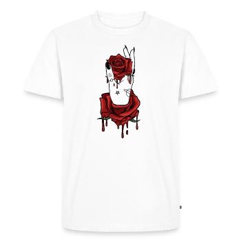 Aesthetic Dark Pattern Hand Bleeding Holding Rose - Men's Premium Organic T-Shirt - white - Front - Nico (187cm)
