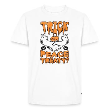 Halloween Trick Traité de paix Choix pacifiste - T-shirt Premium bio Homme - blanc - Devant - Nico (187cm)