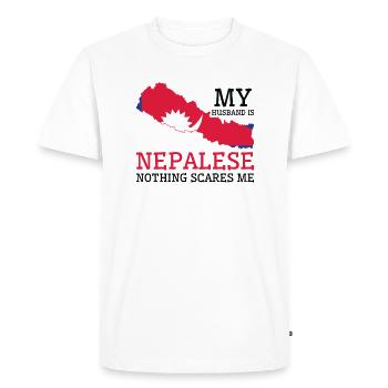 Nothing Scares Me Nepalese Husband Nepal - Men's Premium Organic T-Shirt - white - Front - Nico (187cm)