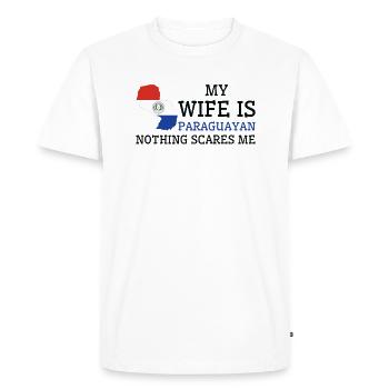 Rien ne me fait peur Femme paraguayenne Paraguay - T-shirt Premium bio Homme - blanc - Devant - Nico (187cm)