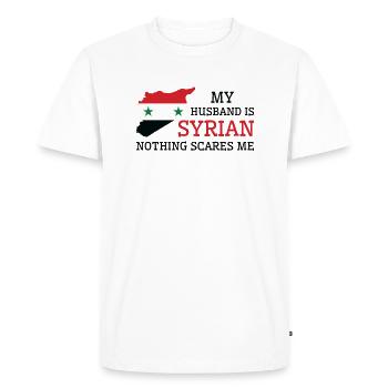 Rien ne me fait peur Mari syrien Syrie - T-shirt Premium bio Homme - blanc - Devant - Nico (187cm)