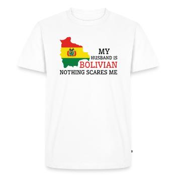 Rien ne me fait peur, mari bolivien - T-shirt Premium bio Homme - blanc - Devant - Nico (187cm)
