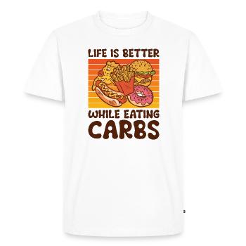 Carbs Fast Food Life Foodie Eating Dessert - Men's Premium Organic T-Shirt - white - Front - Nico (187cm)