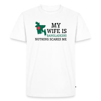 Rien ne me fait peur femme bangladaise - T-shirt Premium bio Homme - blanc - Devant - Nico (187cm)