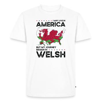 Né au Pays de Galles États-Unis - T-shirt Premium bio Homme - blanc - Devant - Nico (187cm)