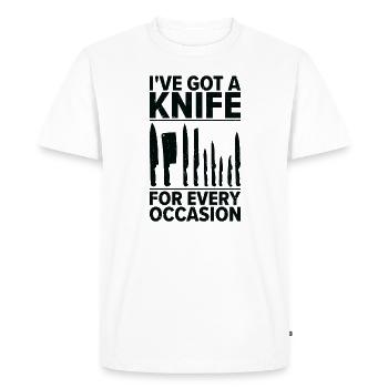 Couteaux collecteurs de couteaux - T-shirt Premium bio Homme - blanc - Devant - Nico (187cm)
