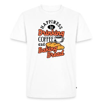 Cuisson au four, Pain, Caféine, Boulanger de pain - T-shirt Premium bio Homme - blanc - Devant - Nico (187cm)