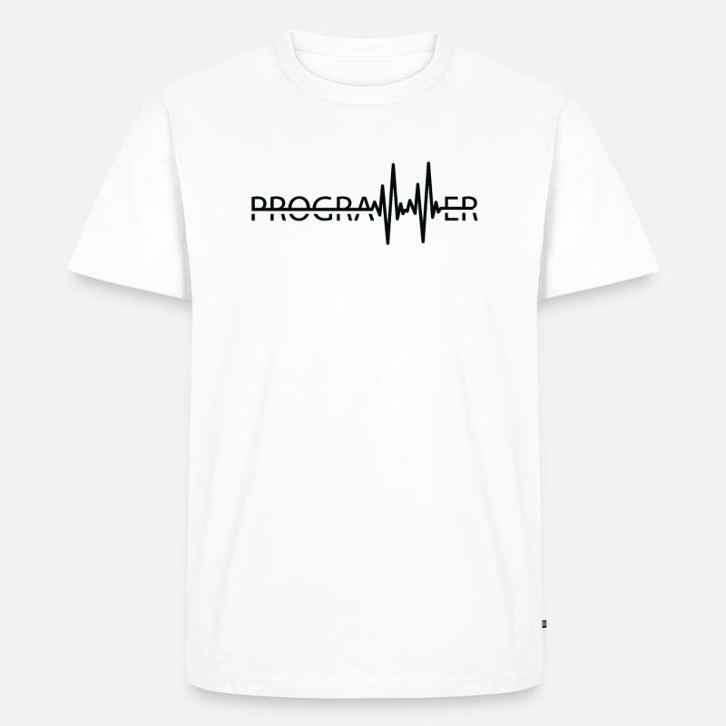 Programmierer Heartbeat Programmierung Coder - Männer Premium Bio T-Shirt - Weiß