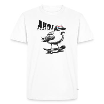 Ahoy Skater Mouette - T-shirt Premium bio Homme - blanc - Devant - Nico (187cm)