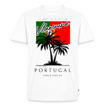 Palmiers de Vilamoura drapeau Souvenir de voyage - T-shirt Premium bio Homme - blanc - Devant - Nico (187cm)