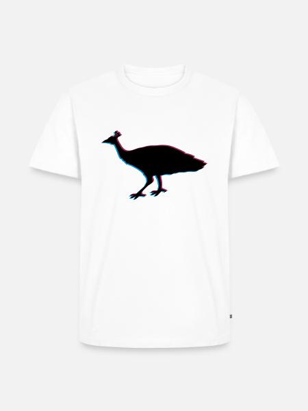 3d fugl silhuet omrids skygge påfugl fasan fjer - Herre Premium økologisk T-shirt - hvid
