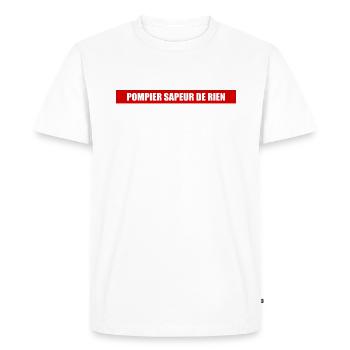 POMPIER SAPEUR DE RIEN - T-shirt Premium bio Homme - blanc - Devant - Nico (187cm)