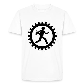 Travailleurs dans l’engrenage - T-shirt Premium bio Homme - blanc - Devant - Nico (187cm)