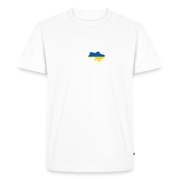 Drapeau de la ligne de cœur de l’Ukraine - T-shirt Premium bio Homme - blanc - Devant - Nico (187cm)