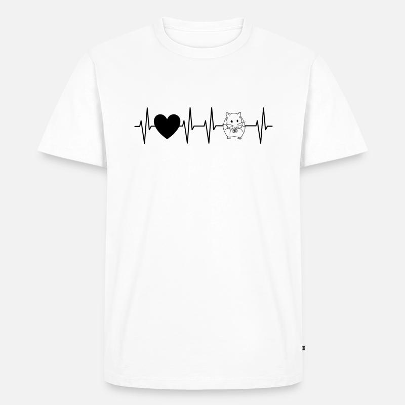 Herzschlag Hamster Liebe - Geschenkidee - Männer Premium Bio T-Shirt - Weiß