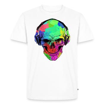 RAINBOW SKULL HEADPHONE - Men's Premium Organic T-Shirt - white - Front - Nico (187cm)