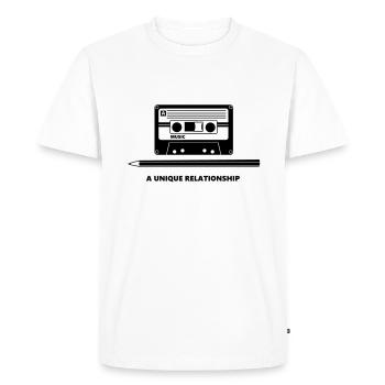 Kassette Stift Tape Pencil Relationship - T-shirt Premium bio Homme - blanc - Devant - Nico (187cm)