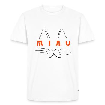Chat MIAU MEOW Cadeau Chat - T-shirt Premium bio Homme - blanc - Devant - Nico (187cm)