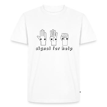 Signal for help,help,hands, sign - Men's Premium Organic T-Shirt - white - Front - Nico (187cm)