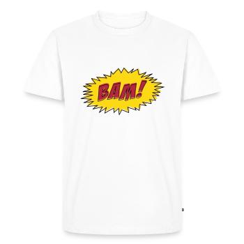 Comic Book BAM! - Men's Premium Organic T-Shirt - white - Front - Nico (187cm)