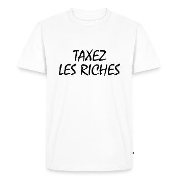 Tax the rich - Men's Premium Organic T-Shirt - white - Front - Nico (187cm)
