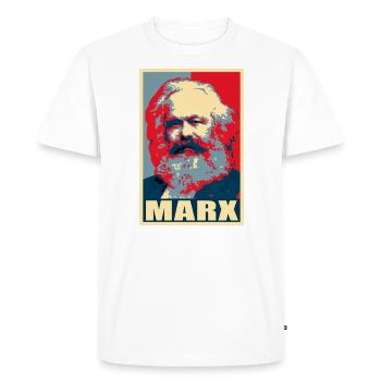 Karl Marx propagande Pop Art - T-shirt Premium bio Homme - blanc - Devant - Nico (187cm)